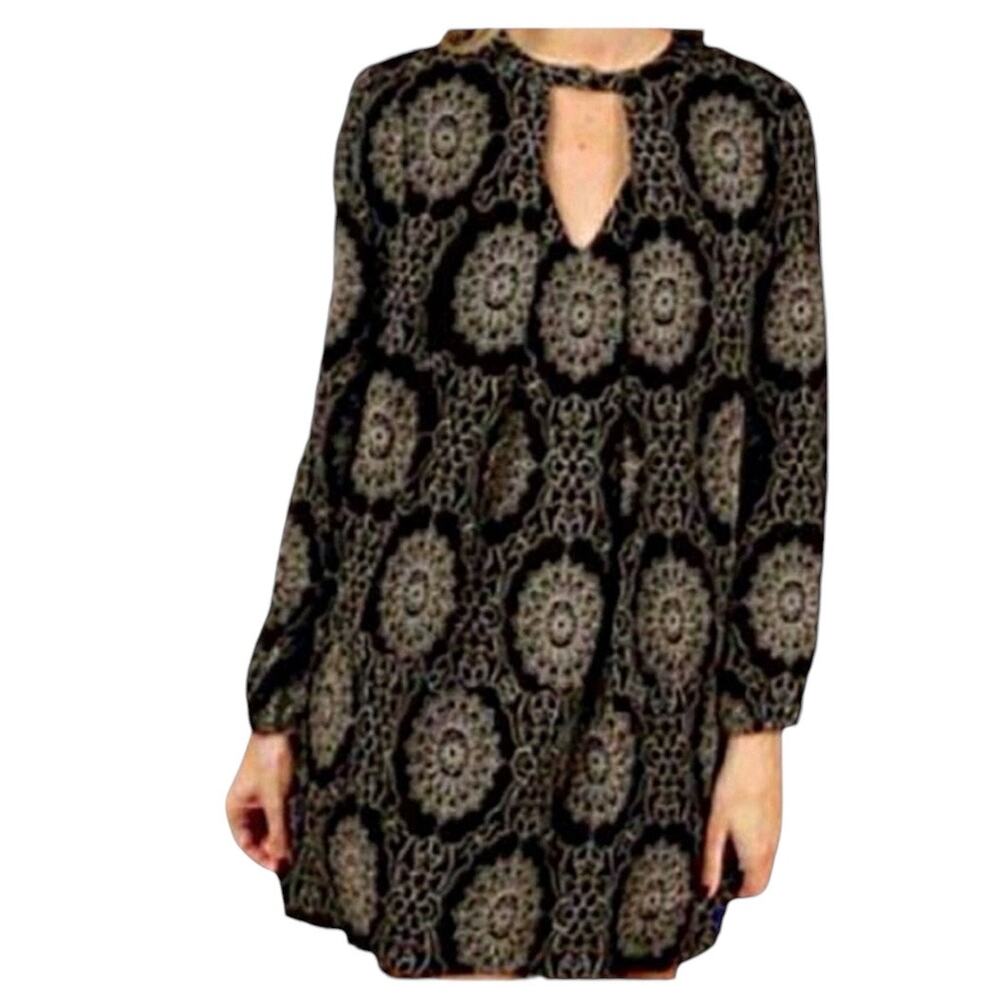 Altar'd State Boho Floral Embroidered Mini Shift Dress Size S Babydoll Feminine